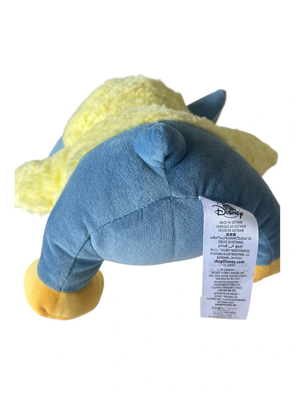Disney Blue Stitch Plush in Yellow Chick Outfit with Purple Ears